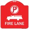 Signmission Fire Lane W/ No Parking & Graphic, Red & White Aluminum Architectural Sign, 18" x 18", RW-1818-24017 A-DES-RW-1818-24017 - alternate 1